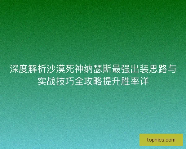 深度解析沙漠死神纳瑟斯最强出装思路与实战技巧全攻略提升胜率详